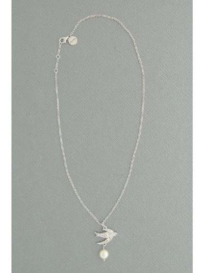 Miu Miu Silver Necklace In Cream+cristal|bianco