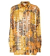 DRIES VAN NOTEN METALLIC SILK-BLEND SHIRT,P00314499