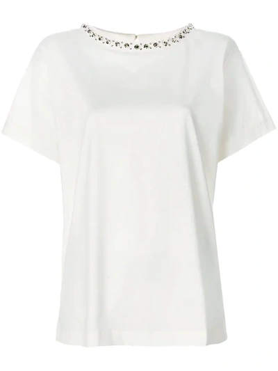 Moncler Embellished Collar T-shirt In White