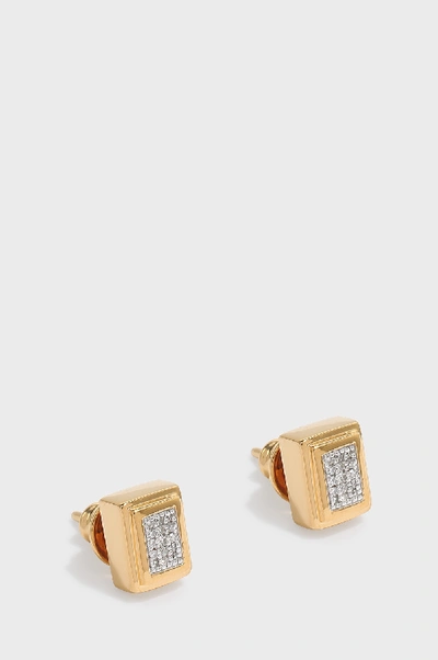 Monica Vinader Baja Deco Diamond Stud Earrings, Os In Metallic