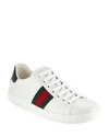 Gucci Women White Leather Ace Sneakers With Web Detail In Multi