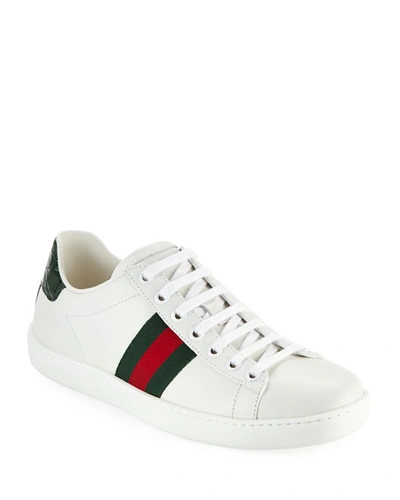 Gucci White Calf Leather Bos Taurus Low Top Sneakers
