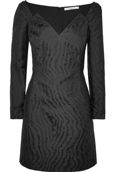 Givenchy Off-the-shoulder Fitted Silk Jacquard Short Dress In Black