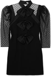 GIVENCHY BOW-EMBELLISHED SWISS-DOT TULLE AND WOOL-CREPE MINI DRESS