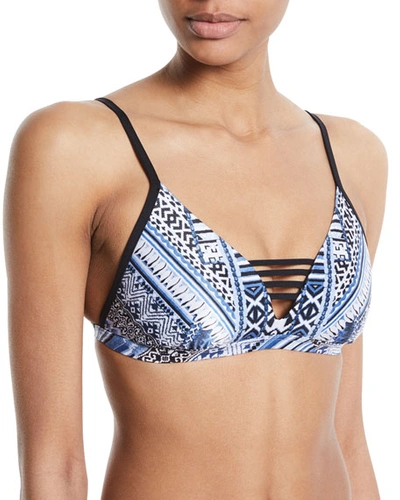 Seafolly Desert Tribe Printed Triangle Swim Top In Blue