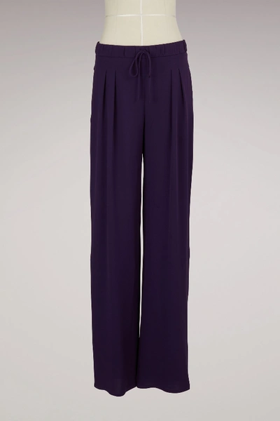 Maison Ullens Silk Crepe Trousers In Dark Orchid