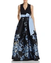 ELIZA J BELTED FLORAL BALL GOWN,EJ8M8380