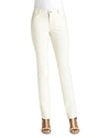 Lafayette 148 Thompson Dynamic Herringbone Jacquard Slim-leg Jeans In Ecru