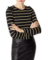 KAREN MILLEN LACE-UP STRIPED TOP,TC023