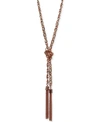 GUESS TWO-TONE LONG KNOTTED TASSEL LARIAT NECKLACE