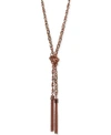 Guess Two-tone Long Knotted Tassel Lariat Necklace In Gold