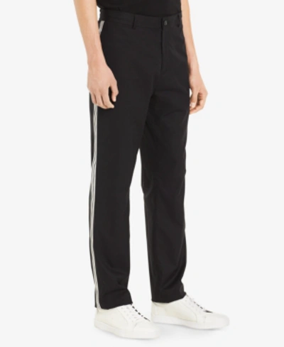 Calvin Klein Men's Mwpa12 Two-tone Side-stripe Wool Pants In Black