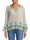 PLENTY BY TRACY REESE BORDER EMBROIDERED PEASANT TOP,0400097573195