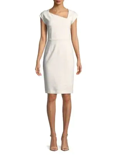 French Connection Lula Asymmetrical Neck Sheath Dress In White