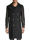 KENT & CURWEN Officer Leather-Sleeve Coat,0400092188859