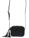 TORY BURCH BLACK COLORFUL MCGRAW CAMERA BAG IN LEATHER,10548963