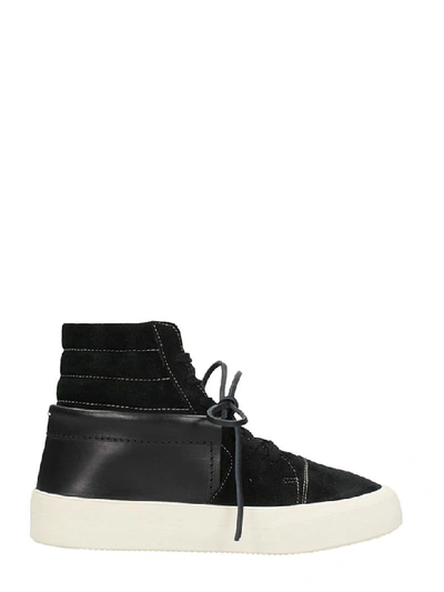 Maison Margiela Lace Up Black Suede And Leather Trainers