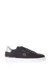 PHILIPP PLEIN BLACK LEATHER trainers WITH PP LOGO,10548957
