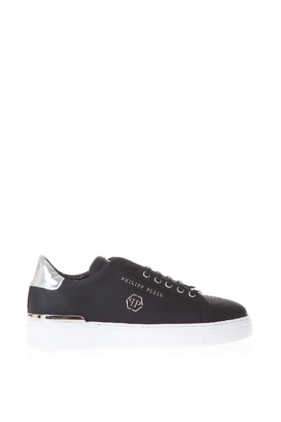 Philipp Plein Black Leather Trainers With Pp Logo