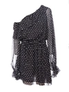 SAINT LAURENT POLKA DOT ONE SHOULDER DRESS,10548783