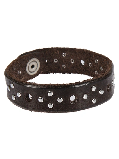 Orciani Cross-patterned Stud Bracelet In Brown