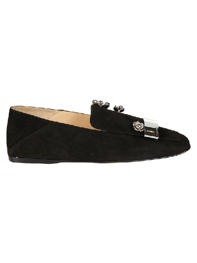Sergio Rossi Embellished Slippers In Black