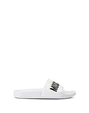 Moschino White Logo Pool Slides In White