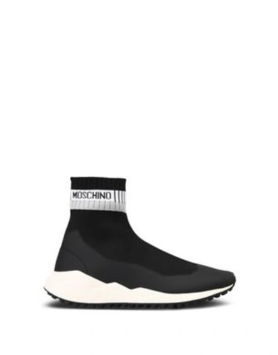 Moschino Neoprene Stamp Sock Sneakers In Black