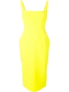 ALEX PERRY ALEX PERRY SQUARE NECK FITTED DRESS - YELLOW,D31712794285