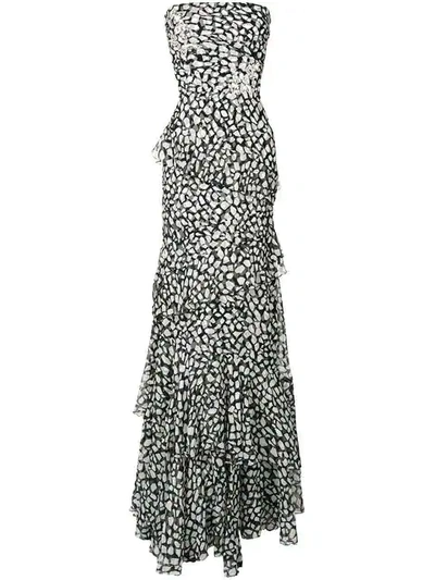 Alex Perry Swarovski Crystal Embellished Patterned Strapless Dress In Black