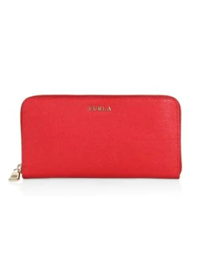 Furla Leather Continental Wallet In Ruby