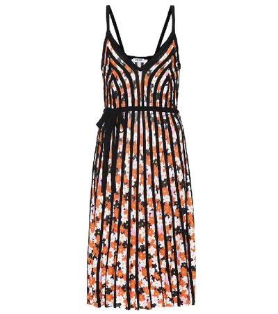 Kenzo Sleeveless Floral-print Striped Midi Dress In Black