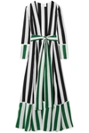 WE ARE LEONE STRIPED SILK CREPE DE CHINE ROBE