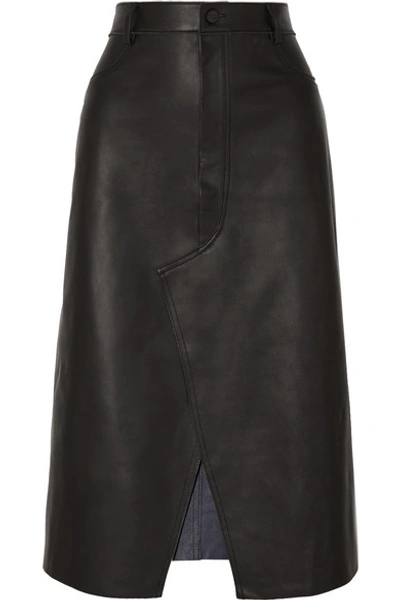 Dion Lee Shadow Stitch Leather Skirt In Black