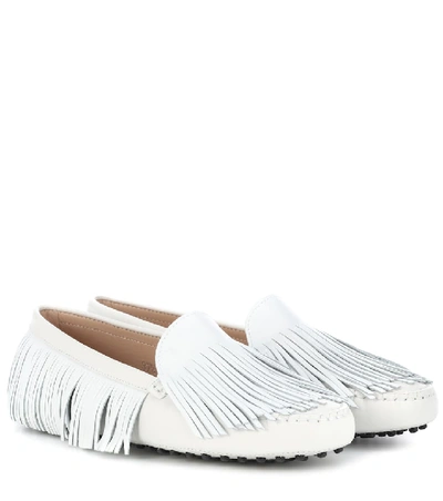 Tod's 流苏皮革乐福鞋 In White