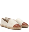 TORY BURCH CANVAS AND LEATHER ESPADRILLES