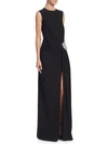 OSCAR DE LA RENTA Embellished Side-Slit Gown
