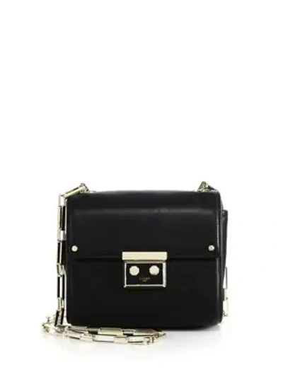 Luana Italy Anais Mini Leather Chain Crossbody Bag In Black