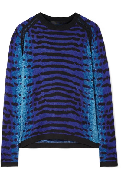 Proenza Schouler Pointelle-trimmed Intarsia Silk Sweater In Blue