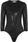 MICHAEL KORS SEQUINED KNITTED THONG BODYSUIT