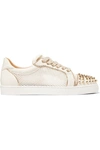 CHRISTIAN LOUBOUTIN AC VIEIRA SPIKE LEATHER AND MESH SNEAKERS