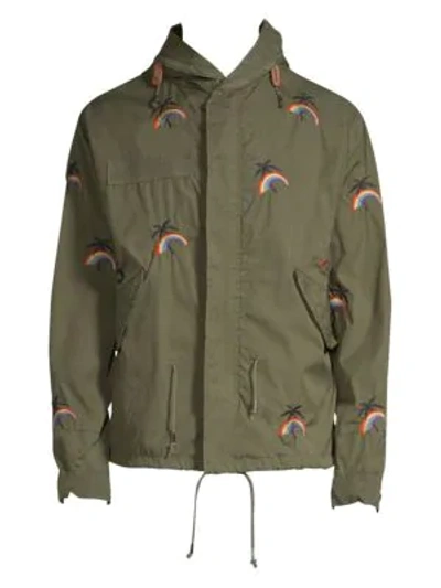 As65 Rainbow Palm Embroidered Parka In Dark Green