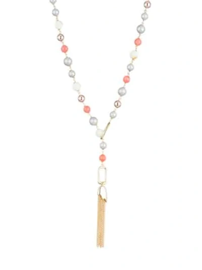 Alexis Bittar 10k Gold Beaded Lariat Necklace In Multi/gold
