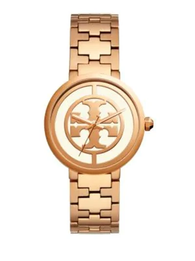 Tory Burch The Reva Rose Goldtone Stainless Steel Bracelet Watch In Ivory/rose
