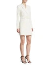 Theory Double-breasted Belted Admiral Crepe Blazer Dress In Ivory