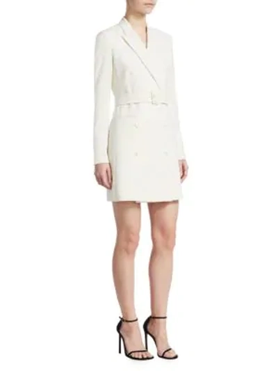 Theory Double-breasted Belted Admiral Crepe Blazer Dress In Ivory
