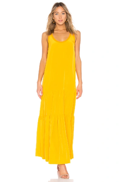 Elizabeth And James Hazel Tiered Silk-satin Maxi Dress In Saffron