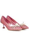 MIU MIU Glitter kitten-heel pumps,P00299018