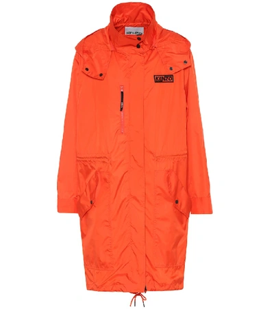 Kenzo Hooded Raincoat In Red