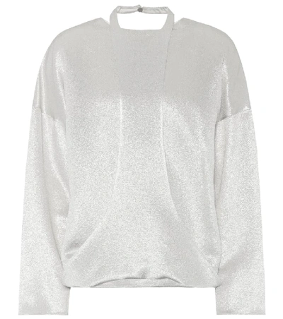 Valentino Hammered Lamé Top In Silver